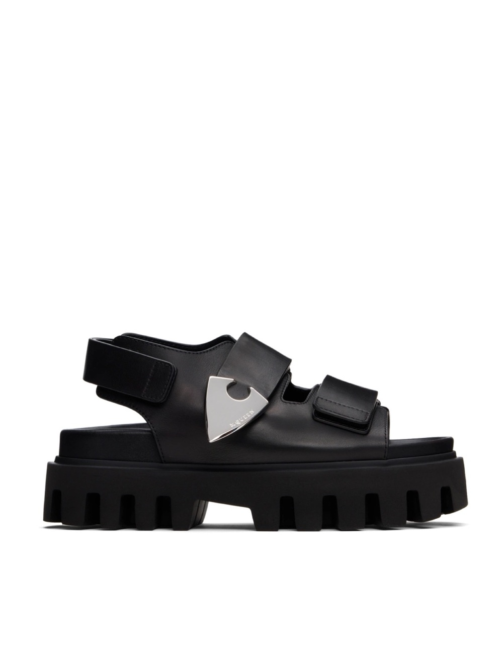 ALEXANDER MCQUEEN 'Parachute' Leather Platform Sandals in Black